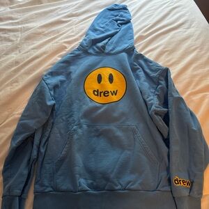 drew house Blue Hoodie with Yellow Logo